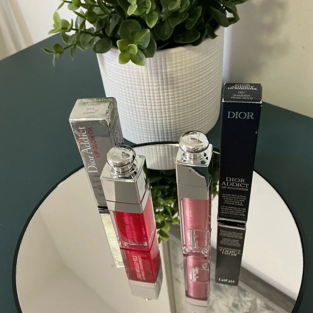 Dior Addict Lip‎ Maximizer & Oil Set - Cherry & Shimmer Rose Gold NWB